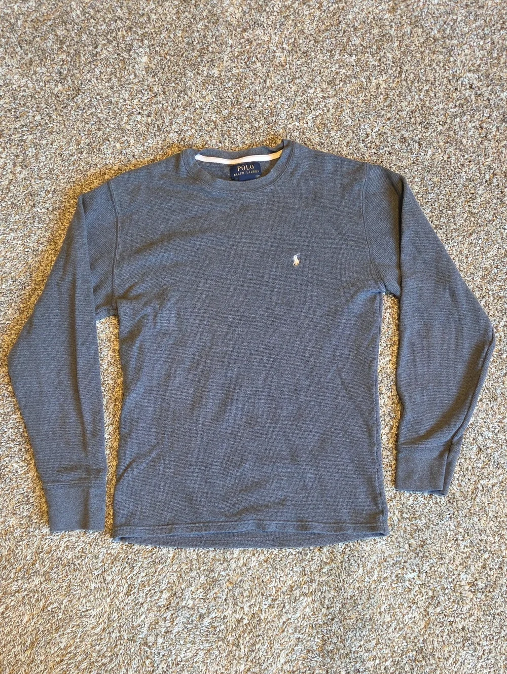 POLO RALPH LAUREN Long-Sleeve Thermal Waffle Knit Cotton Crewneck Shirt